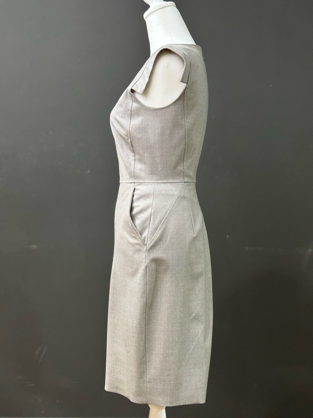 J. Crew Cap-Sleeve Sheath Dress in Light Gray - Picture 3 of 4